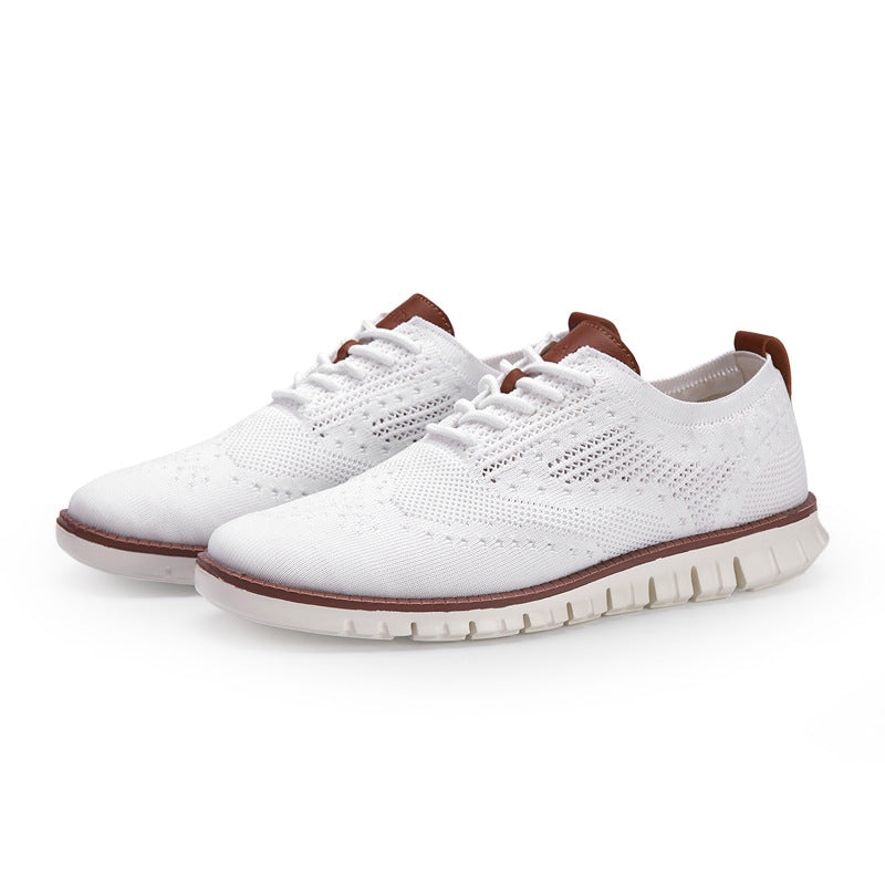 Men's gray breathable lace-up shoes lightweight flexible sole for office and everyday comfort