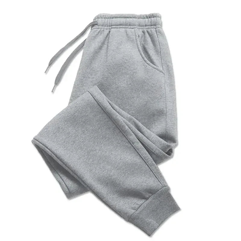 Men's gray fleece sweatpants moisture-wicking lounge gym wear warm cozy casual fit
