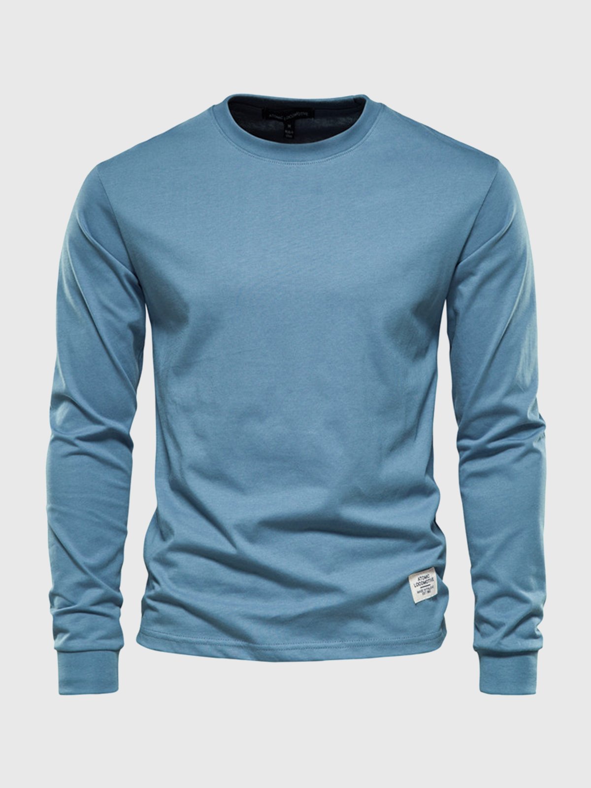 Sepp men's white cotton long sleeve crew neck shirt soft skin-friendly classic fit