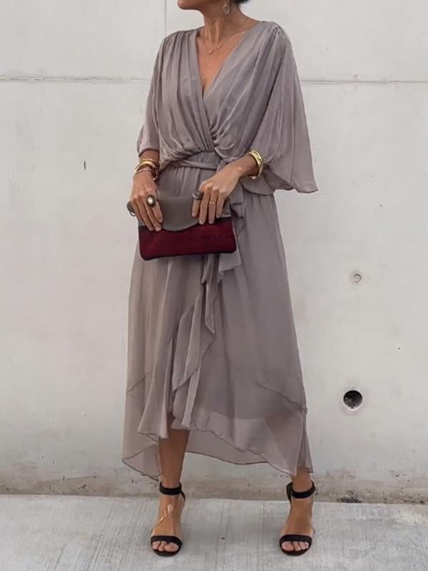 Women's Charlie elegant V-neck dress, timeless comfort style for everyday and special occasions