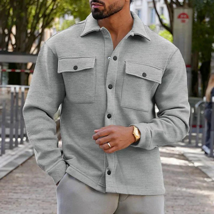 Ivor beige shirt jacket relaxed fit two chest pockets casual sustainable everyday layer