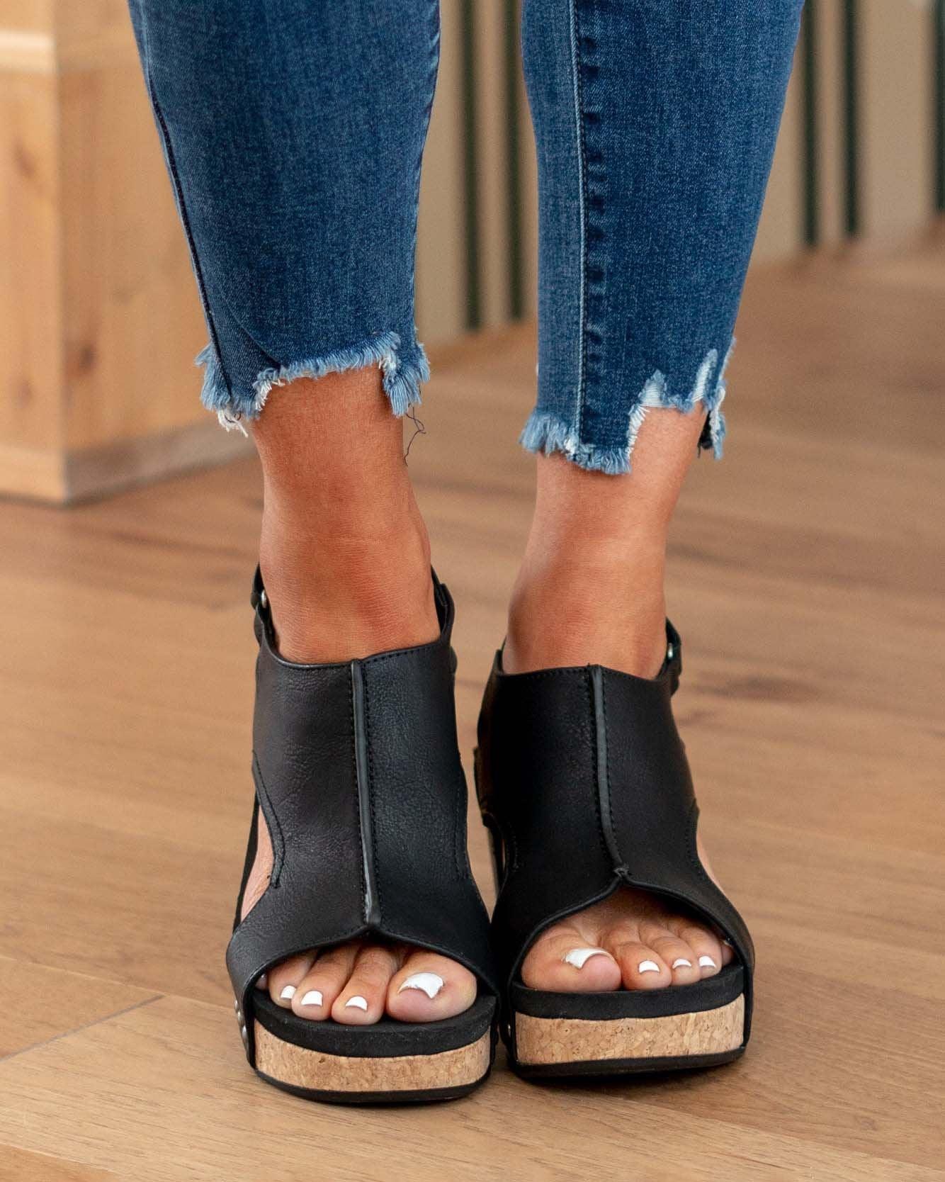 Women's brown leather wedge sandals cork sole adjustable strap rustic casual all-day comfort