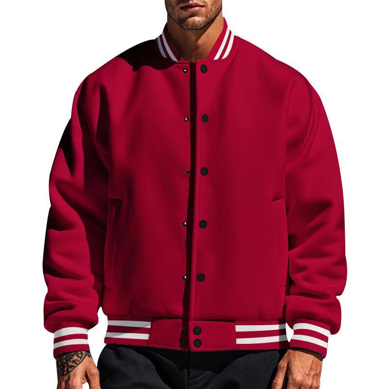 Men's casual baseball jacket stand-up collar relaxed fit versatile everyday outerwear