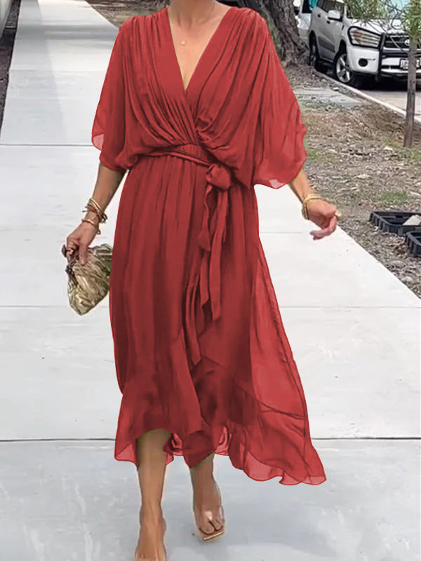 Women's Charlie elegant dress with V-neckline, timeless style, versatile for daywear and special occasions