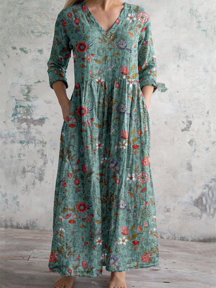 Women's floral print summer dress, lightweight breathable fabric, casual chic beach-ready silhouette