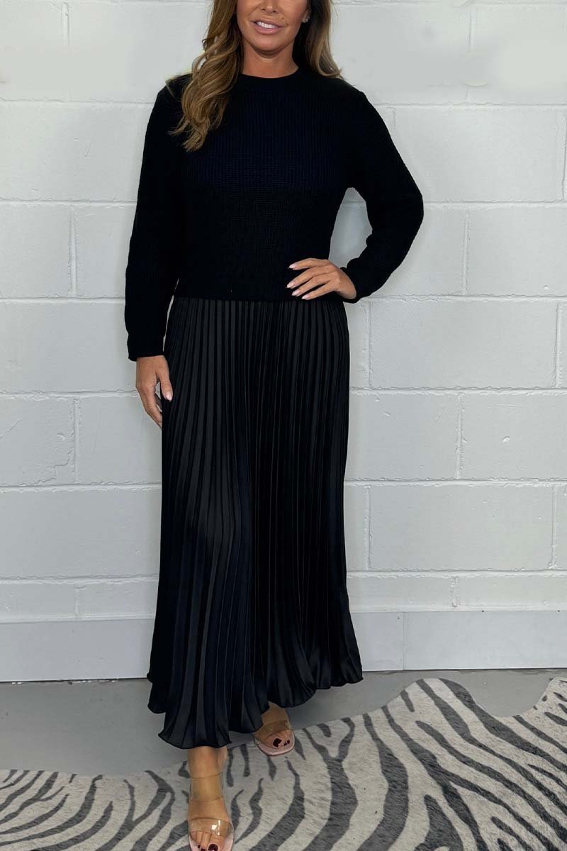 Women's pleated maxi skirt high waist elegant folds lightweight versatile everyday party wear