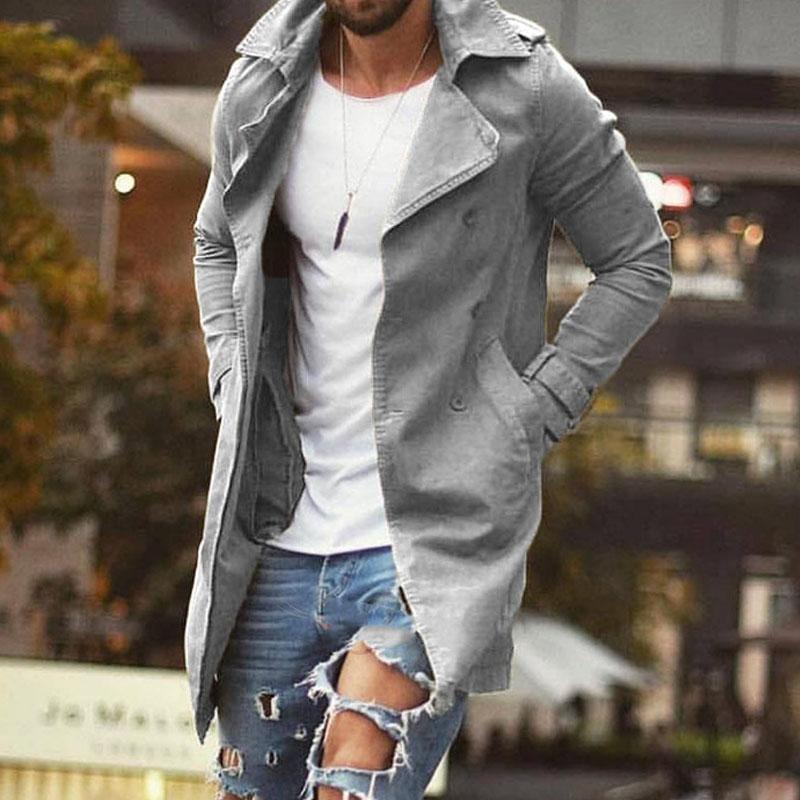 Vintage men's fitted jacket with side pockets, long button closure, classic all-season elegant style