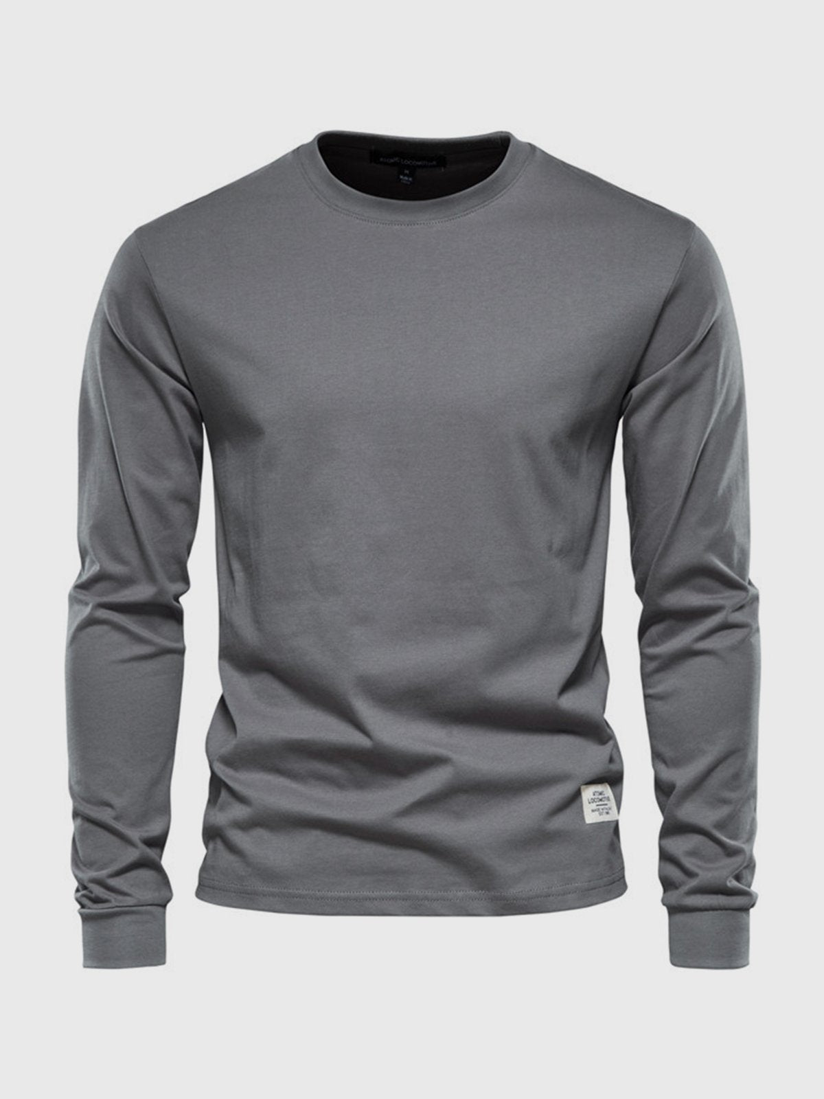 Sepp men's white cotton long sleeve crew neck shirt soft skin-friendly classic fit