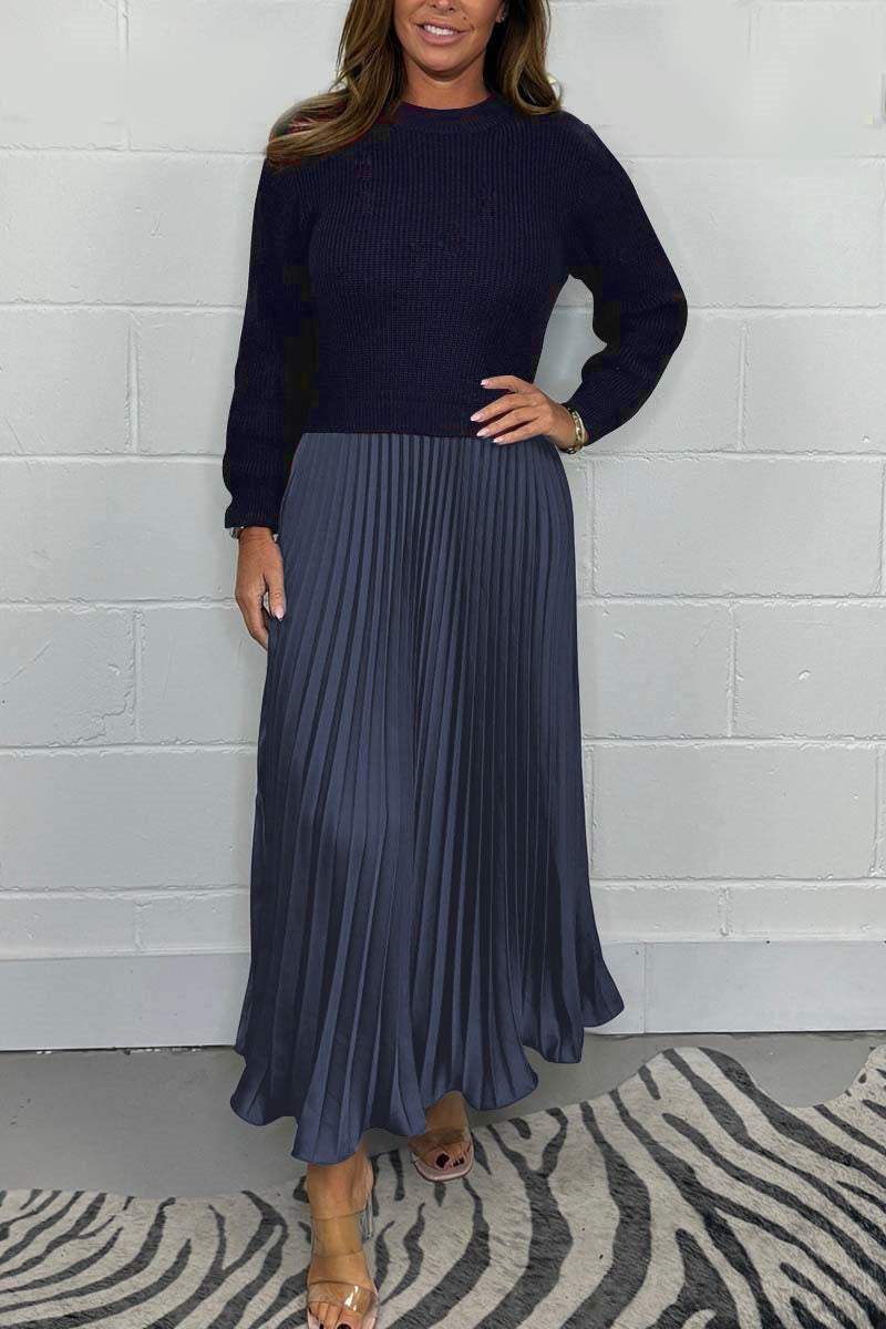 Women's pleated maxi skirt high waist elegant folds lightweight versatile everyday party wear