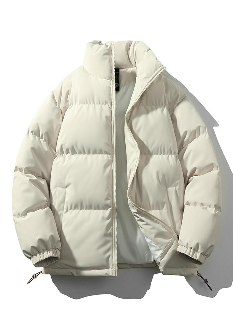 Men's lightweight quilted puffer jacket cold weather insulated coat with secure zip and adjustable hem