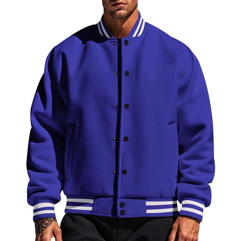 Men's casual baseball jacket stand-up collar relaxed fit versatile everyday sporty outerwear