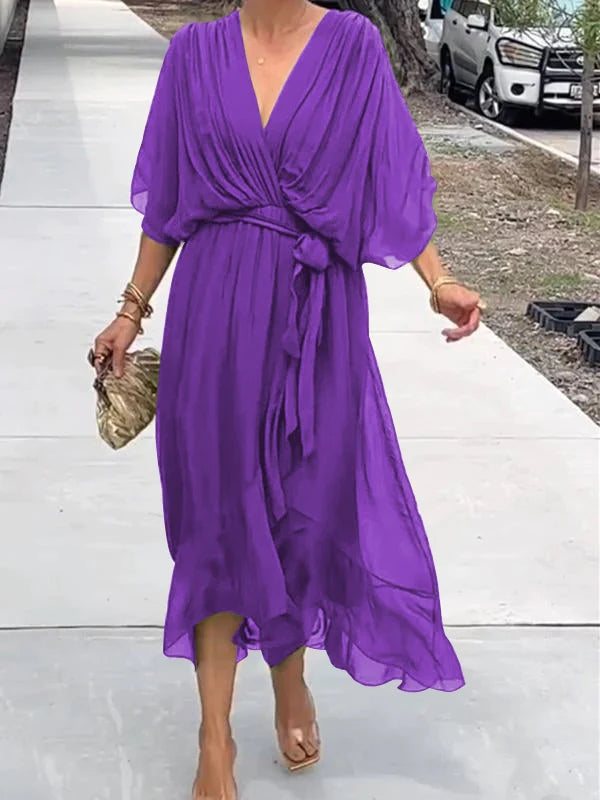 Women's Charlie elegant V-neck dress, timeless comfort style for everyday and special occasions