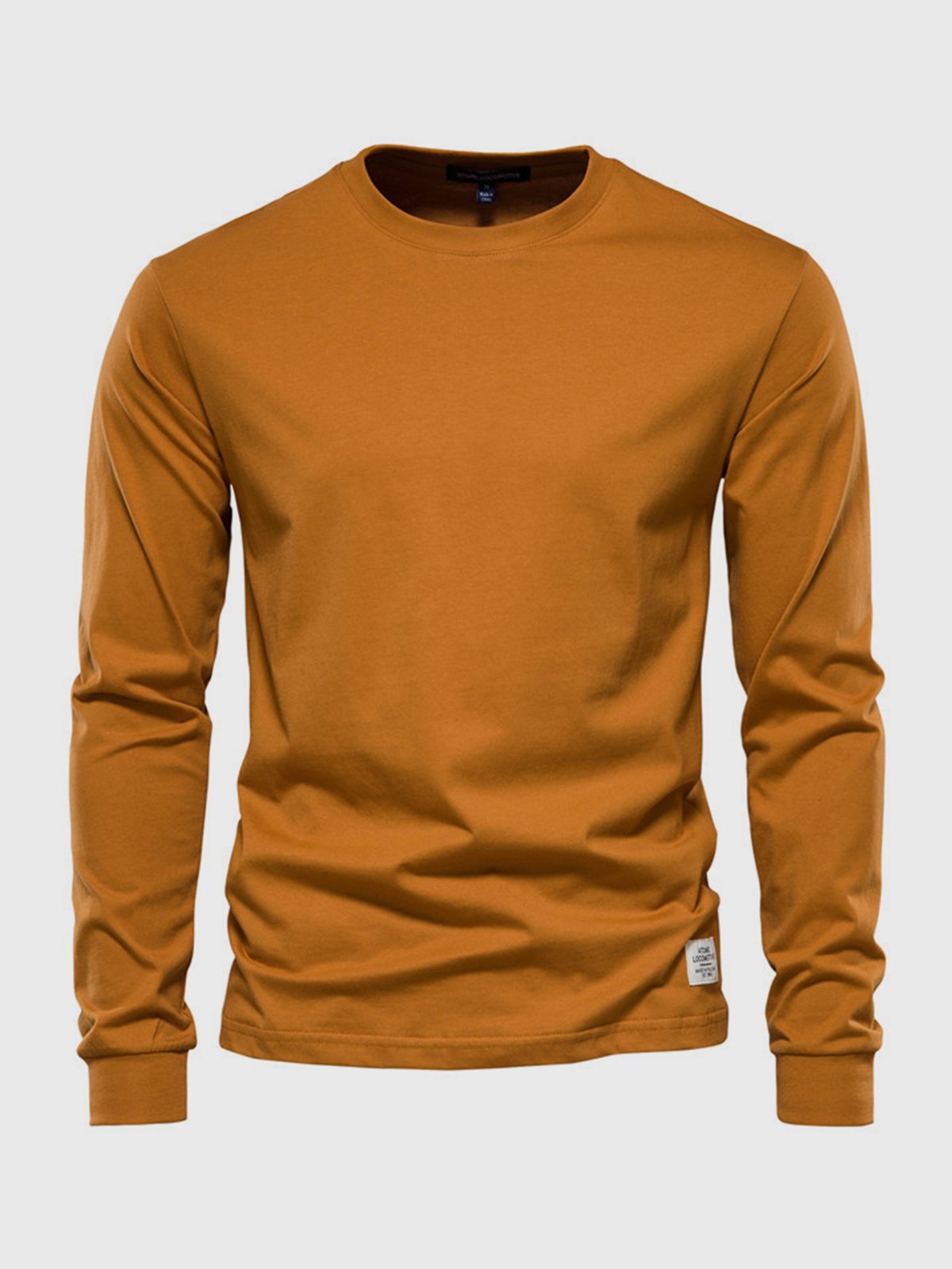 Sepp men's long sleeve cotton crew neck shirt soft skin-friendly classic casual comfort fit