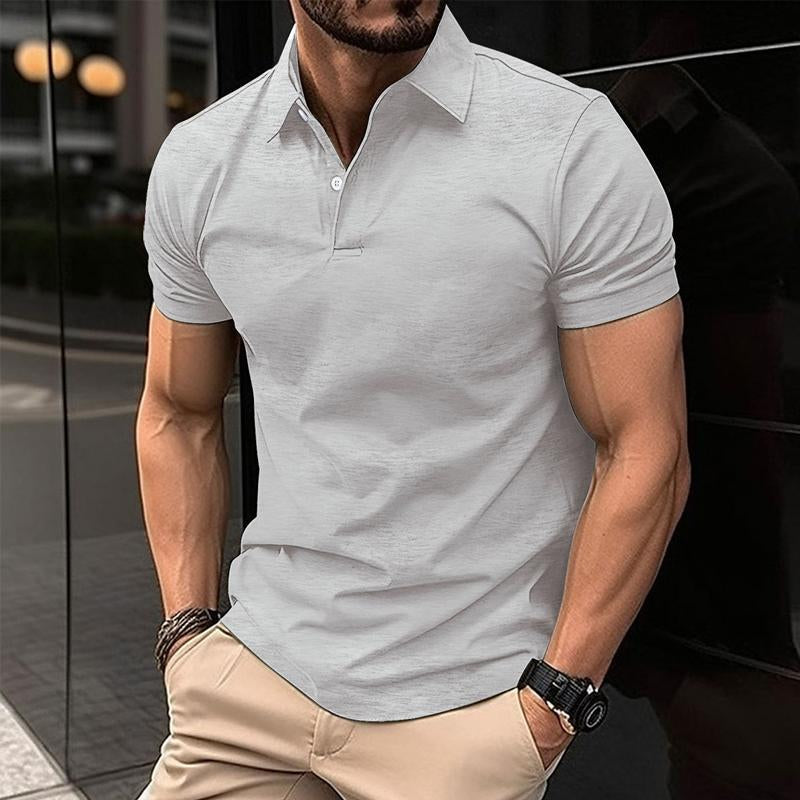 Men's slim fit polo shirt classic collar short sleeve smart casual versatile top Urbann-Vibe