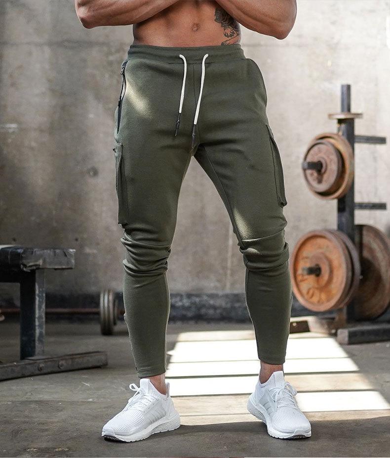Men's gray athletic joggers slim tapered cut with 4-way stretch moisture-wicking performance fabric
