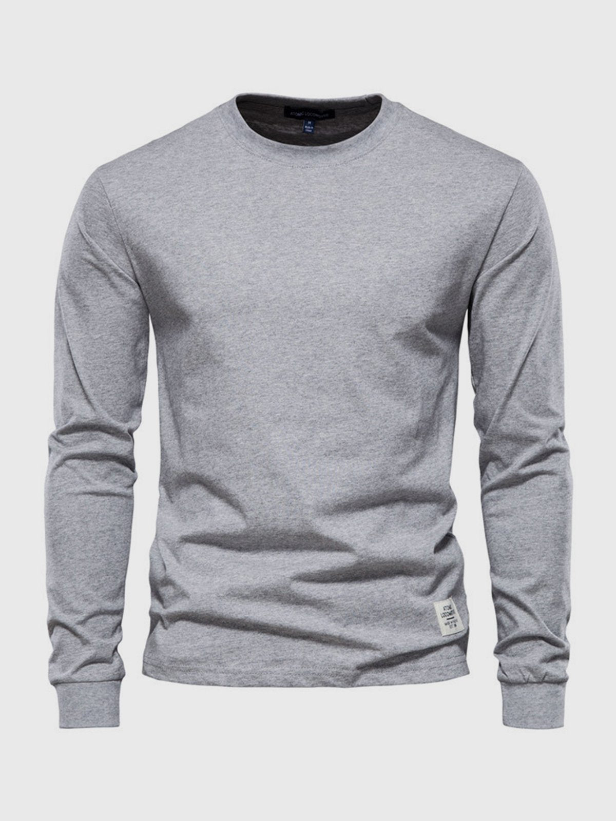 Sepp men's white cotton long sleeve crew neck shirt, soft skin-friendly classic comfort fit