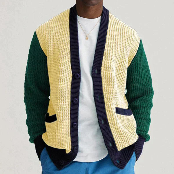 Men's soft knit cardigan casual layering button closure versatile comfortable everyday style