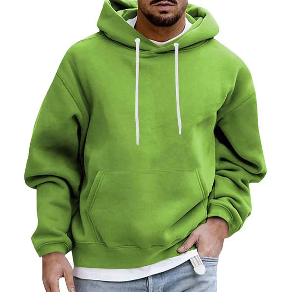 Men's casual relaxed-fit hoodie with adjustable hood and front kangaroo pocket for everyday layering