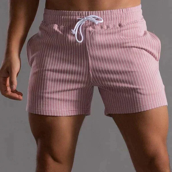 Men's navy tailored-fit swim shorts mid-thigh quick-dry drawstring beachwear vacation essential