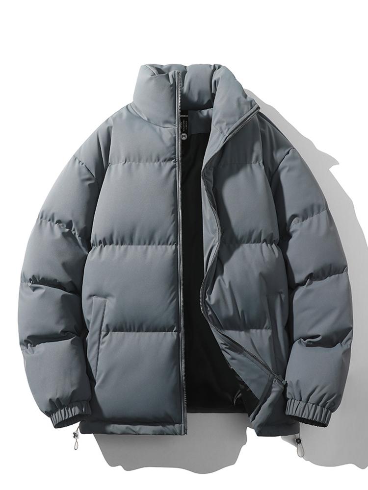 Men's lightweight quilted puffer jacket black insulated slim fit with adjustable hem and zip closure