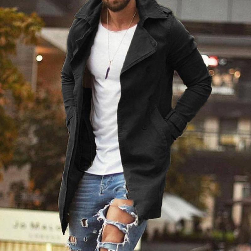 Vintage men's fitted jacket with long button closure, classic silhouette and side pockets for all-season wear