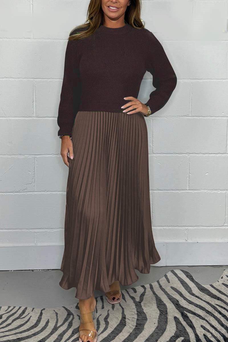 Women's pleated maxi skirt high waist elegant folds lightweight versatile everyday party wear