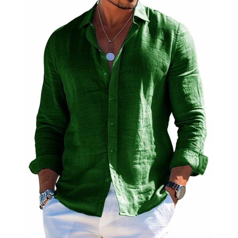 Men's relaxed fit long sleeve shirt in clean neutral tone with modern silhouette for everyday style