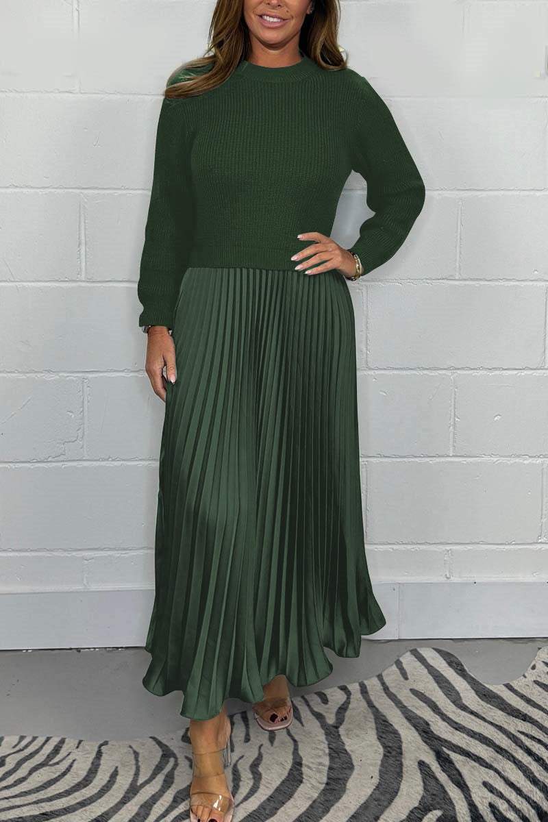 Women's pleated maxi skirt high waist elegant folds lightweight versatile everyday party wear