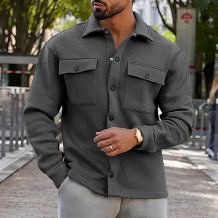 Ivor beige shirt jacket relaxed fit two chest pockets casual sustainable everyday layer