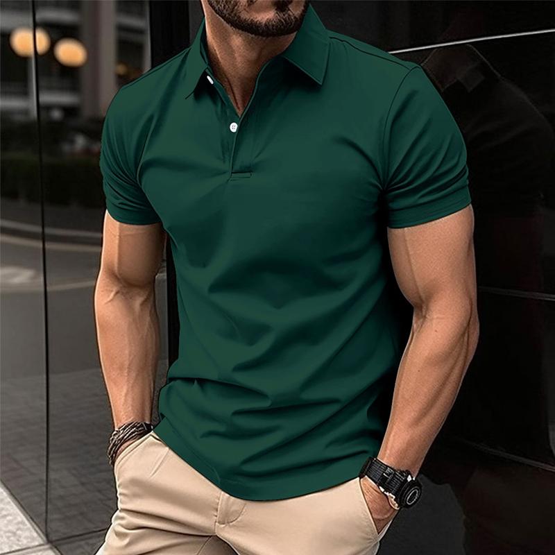 Men's slim fit polo shirt classic collar short sleeve smart casual versatile top Urbann-Vibe