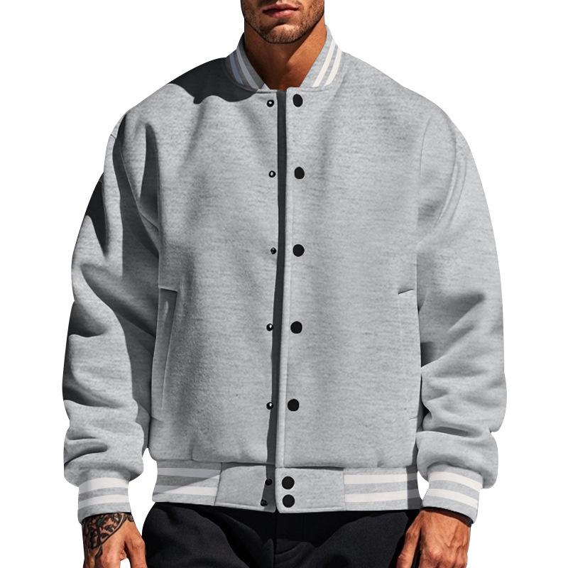 Men's casual baseball jacket stand-up collar relaxed fit versatile everyday sporty layer