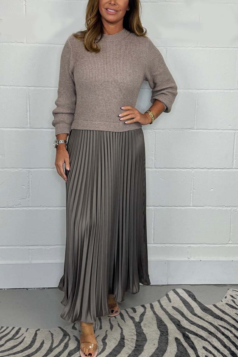 Women's pleated maxi skirt high waist elegant folds lightweight versatile everyday party wear