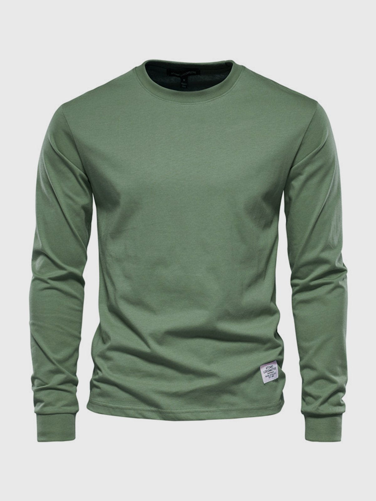 Sepp men's long sleeve cotton crew neck shirt in classic fit, soft skin-friendly everyday essential