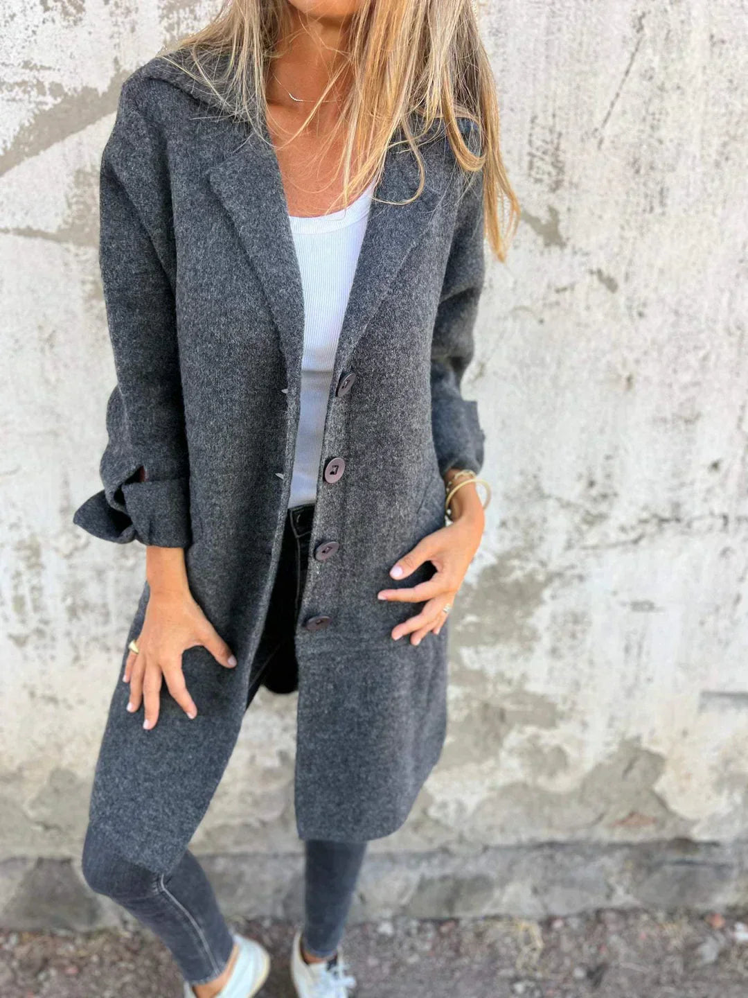 Women's lightweight quilted button-down jacket soft felt texture transitional outerwear effortless style
