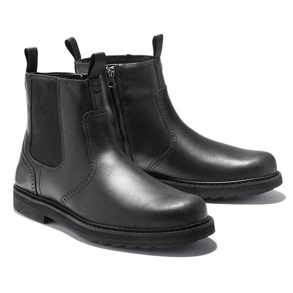 Men's brown rugged suede Chelsea ankle boots with elastic side panels and pull tabs
