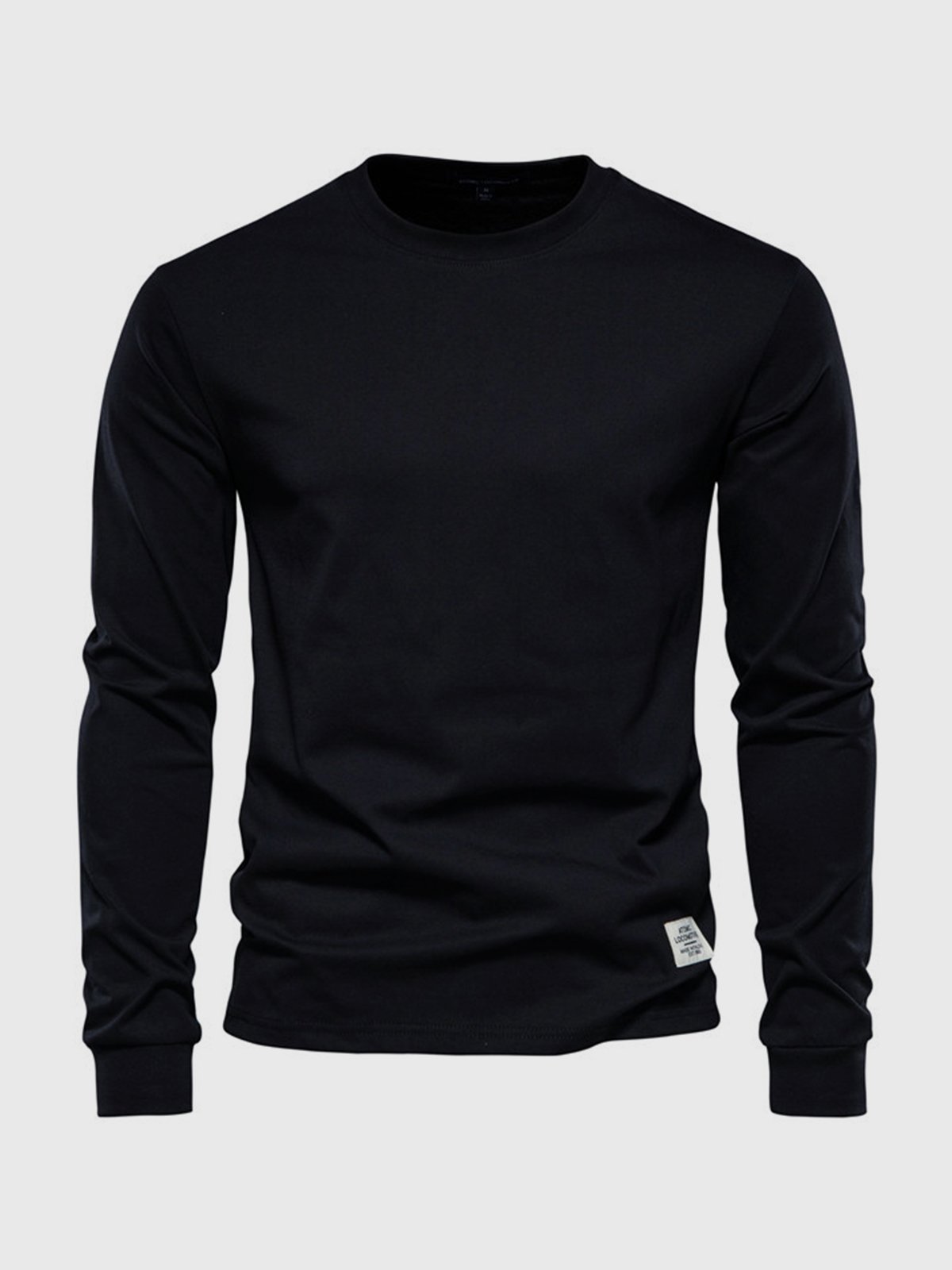 Sepp men's white cotton long sleeve crew neck shirt soft skin-friendly classic fit