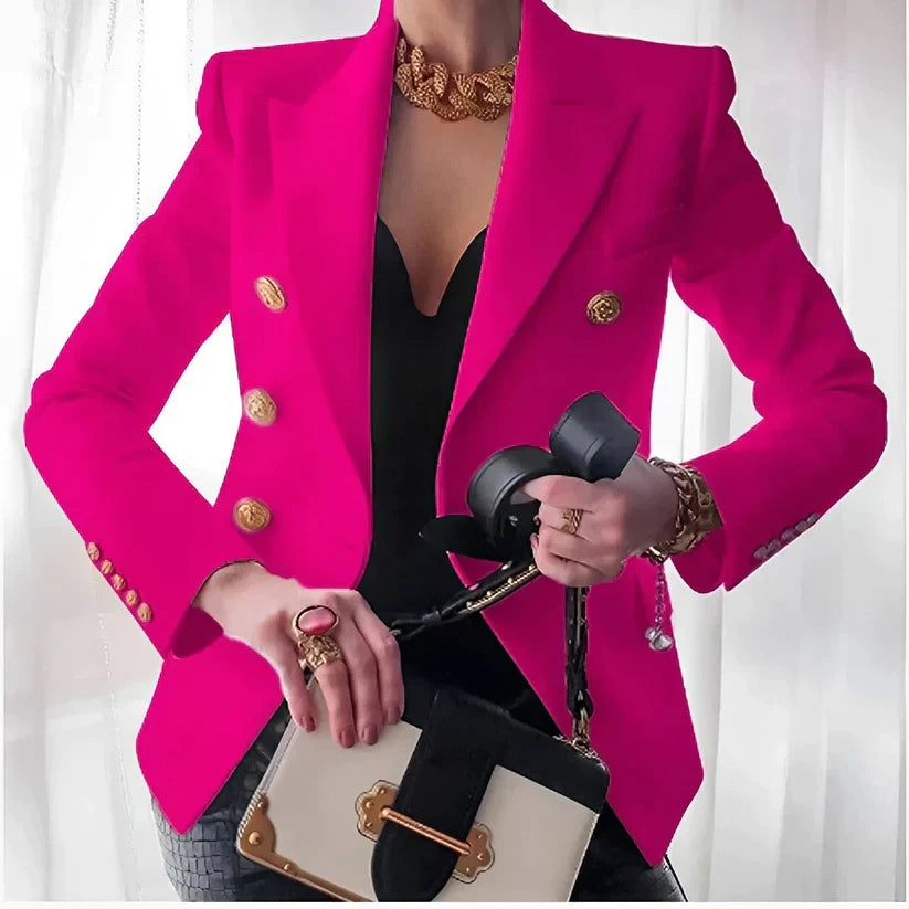 Women's structured tailored blazer classic silhouette defined shoulders professional office wear