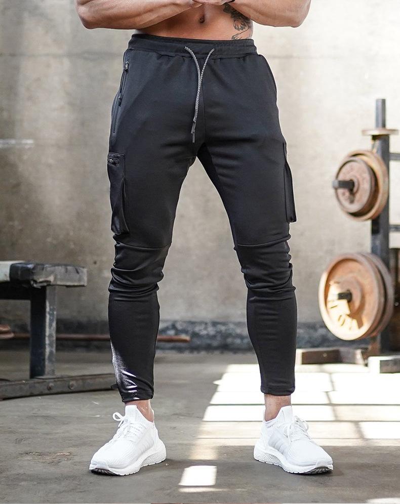 Men's gray athletic joggers slim tapered cut with 4-way stretch breathable sweat-wicking fabric