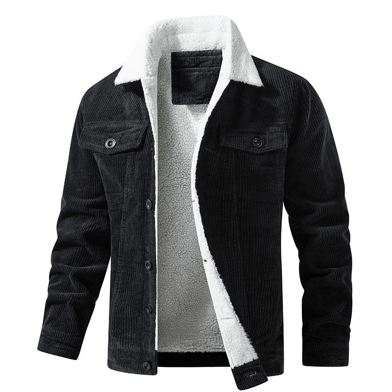 Men's brown vintage plush collar jacket regular fit cozy winter outerwear with retro-inspired neckline