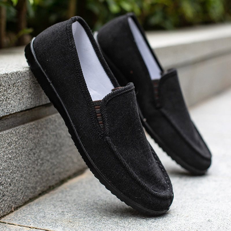 Men's brown corduroy loafers slip-on style with non-slip sole for office and casual wear