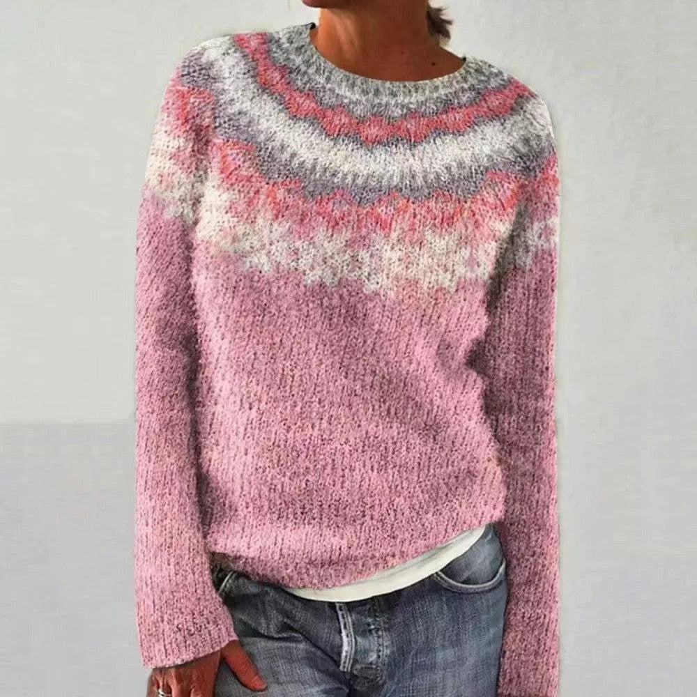 Women's textured knit sweater in cozy winter style with raised pattern for effortless cold-weather layering
