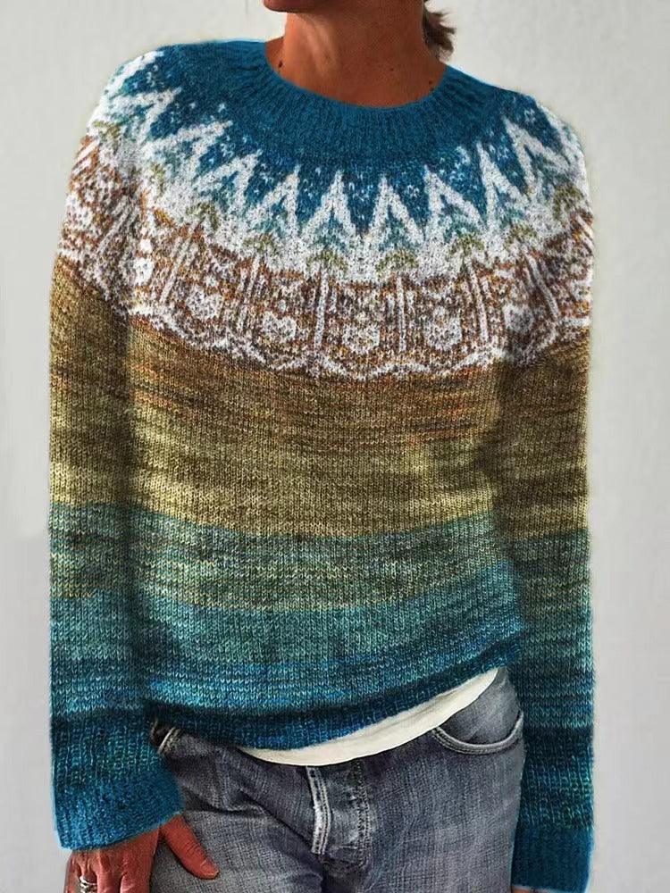Women's textured knit sweater in cozy winter style with raised pattern for effortless everyday warmth