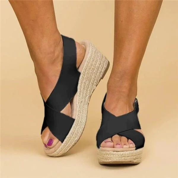Paloma | Women's Espadrille Wedge Sandals with Cross Straps