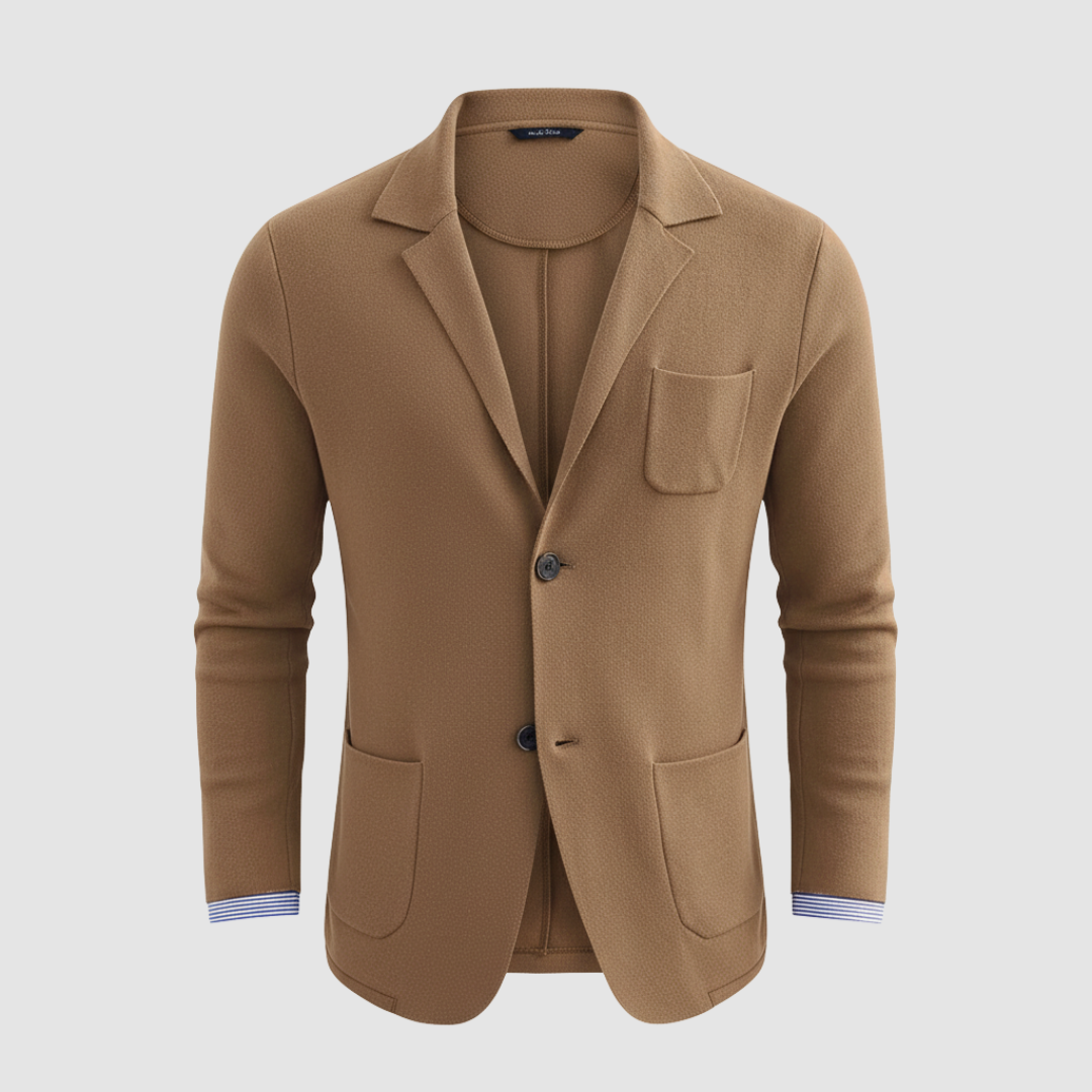 Men's lightweight unstructured knit blazer two-button notch collar smart-casual modern fit