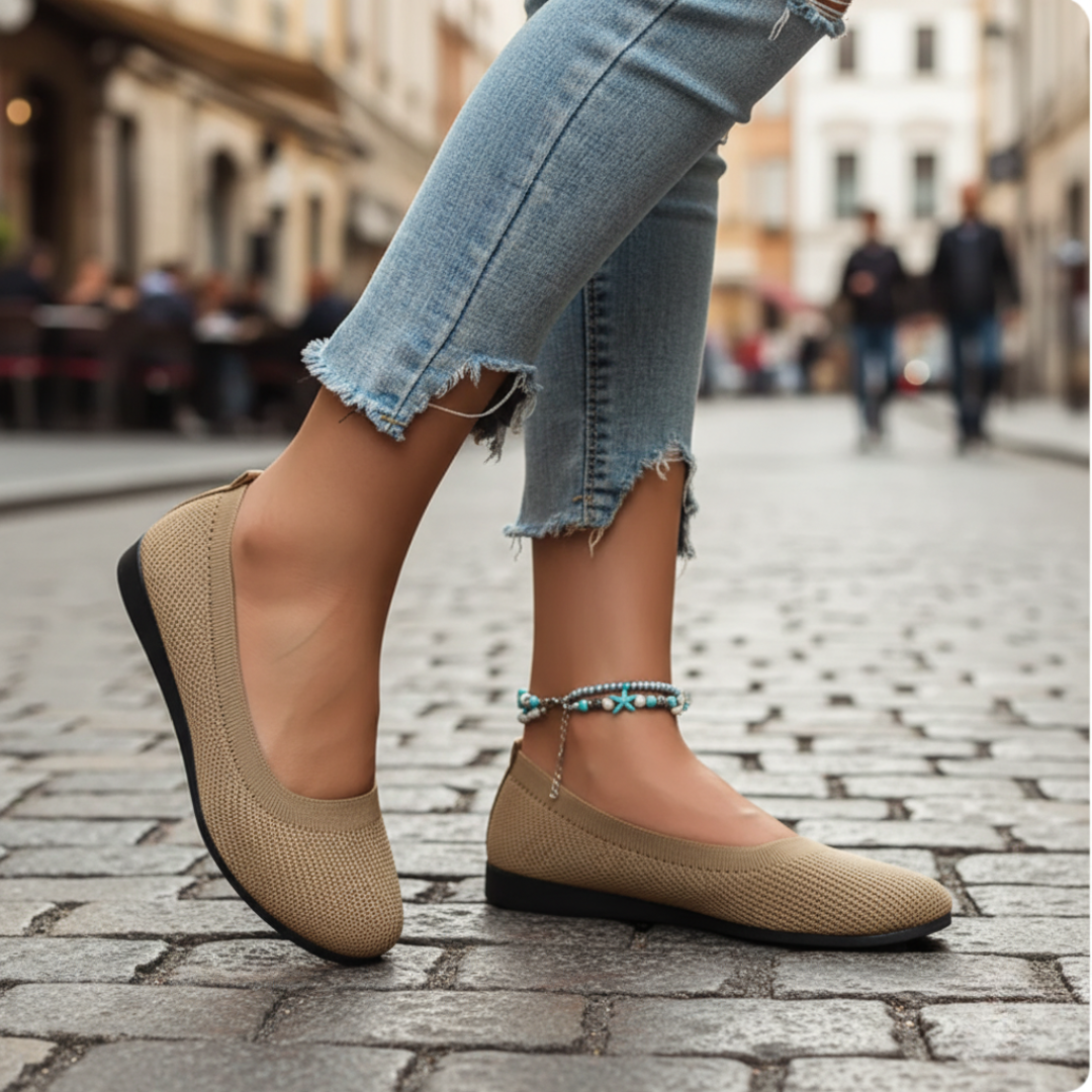 Women's ballet flats slip-on design versatile nude tone comfortable all-day elegant casual shoe