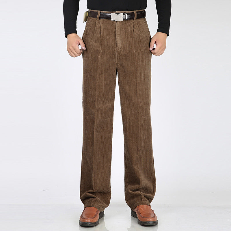 Men's high waist pleated pants elegant casual officewear relaxed fit tailored silhouette