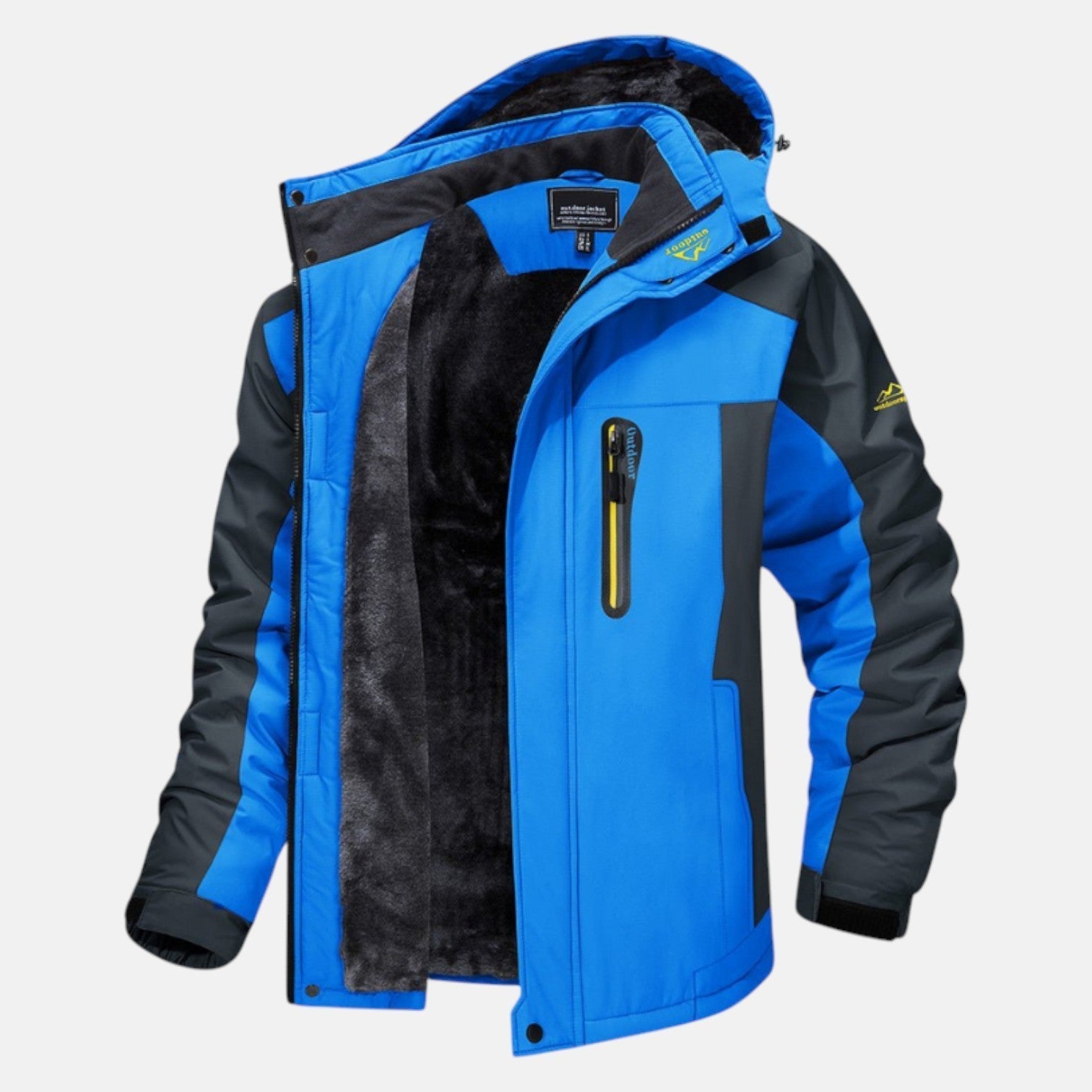 Men's waterproof winter jacket dark windproof outdoor adventure coat with warm lining modern fit