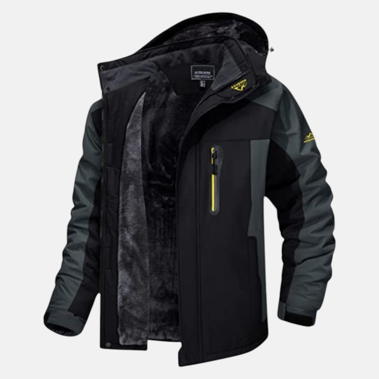 Men's waterproof winter jacket warm lining windproof exterior rugged outdoor adventure modern silhouette