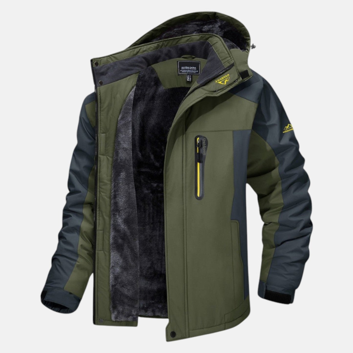 Men's waterproof winter jacket dark tone windproof outdoor adventure warm lining modern slim fit