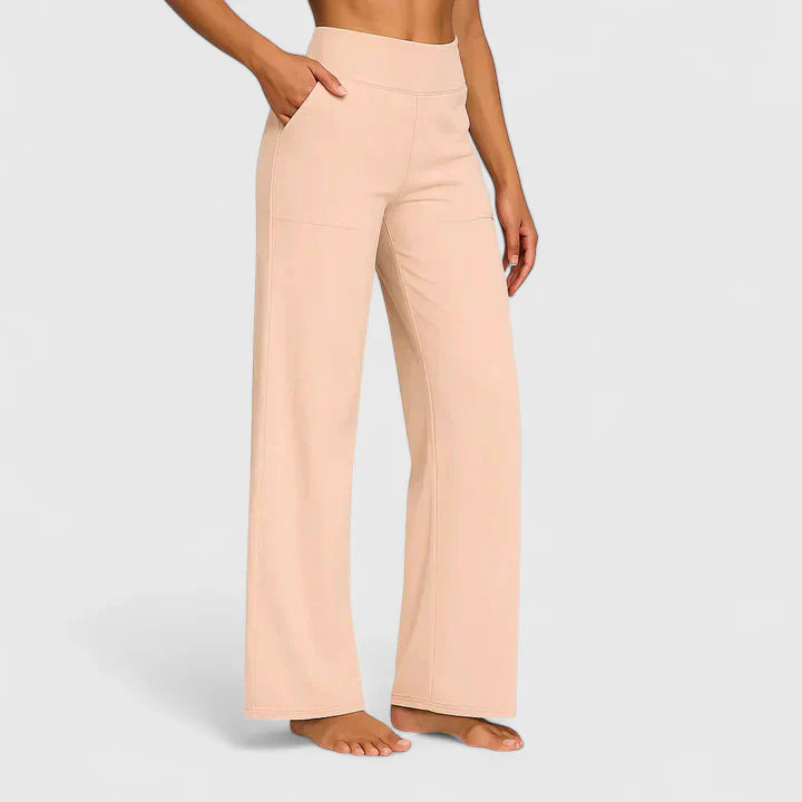 Women's high waist wide leg pants in classic cut with flowing silhouette for effortless chic comfort